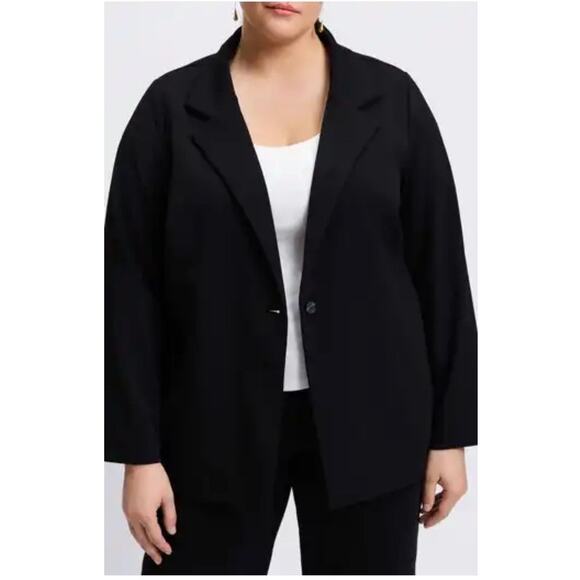 Talbots Jacket Women's 16 Black Blazer Front Button Cotton Blend Collared - Picture 1 of 7